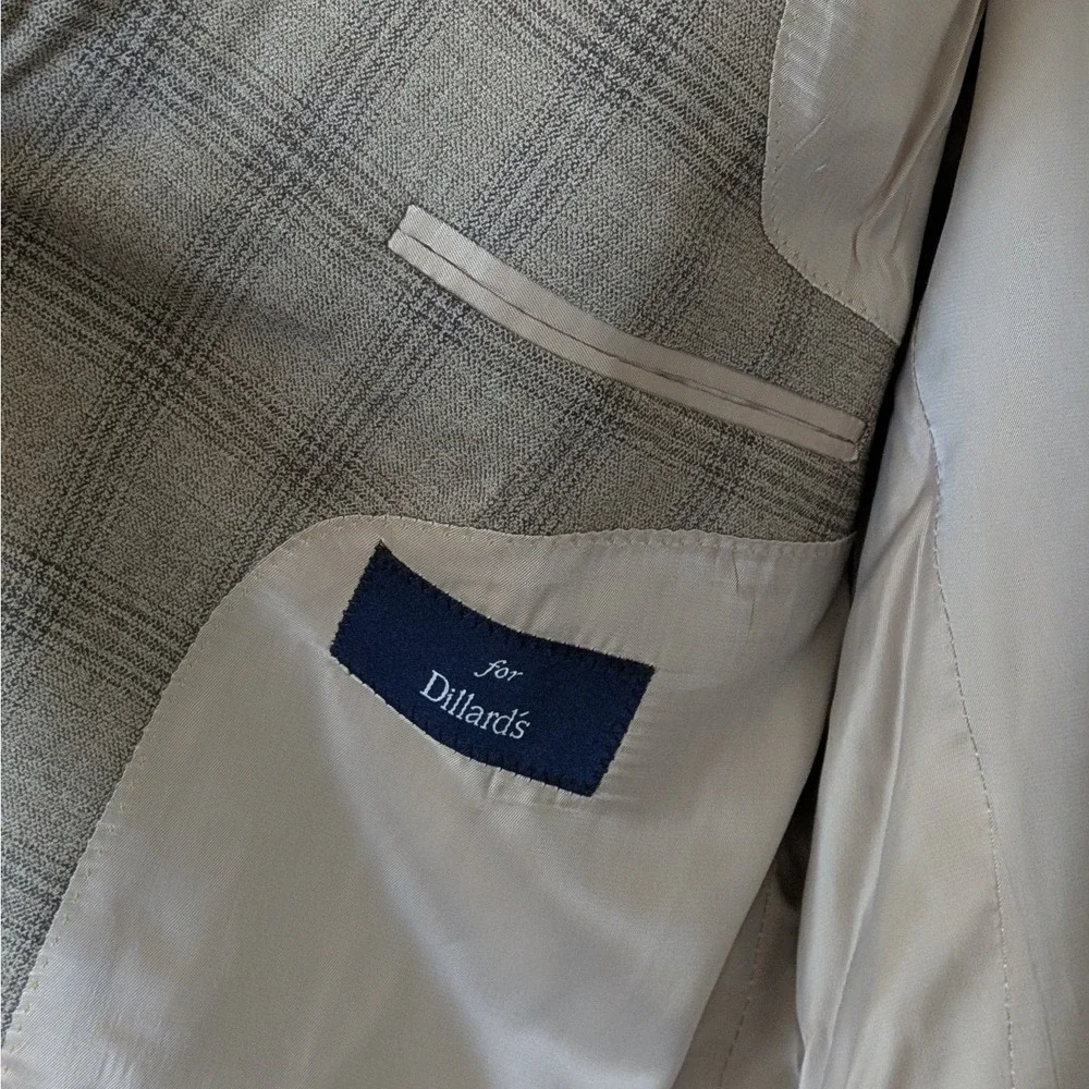 Hart Schaffner Marx Plaid Blazer Mens 42S Tan Glen Check Sport Coat USA Made